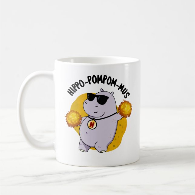 Mug Hippo-pompom-mus drôle Animal Hippo Pun (Gauche)