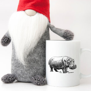 Mug Hippopotame dessin linéaire noir et blanc