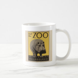 Mug Hippopotame vintage hippo zoo poster wpa
