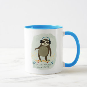 Mug Hipster Sloth Rollin' Avec Mes Jams Lents