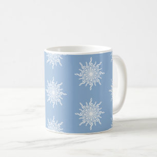Mug Hiver Blue Ornamental G Clef Snowflake Motif