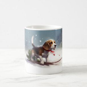 Mug hiver de neige de Noël beagle