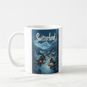 Mug Hiver en Suisse : Scène de village de montagne