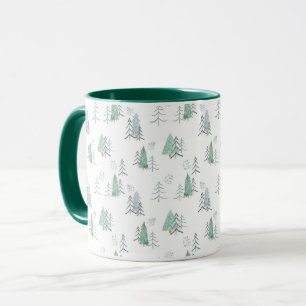 Mug Hiver Scandinave Arbre Peint à la main Motif