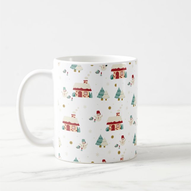 Mug Hiver Village de jour avec Snowmen (Gauche)