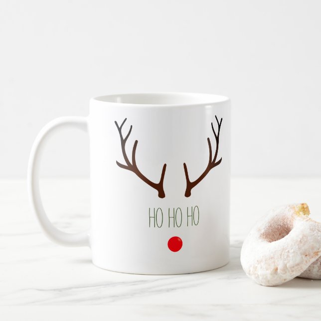 Mug "Ho ho ho ho" Rudolph minimal le renne à nez rouge (Avec donut)