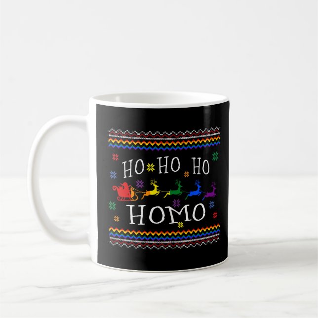 Mug Ho Ho Ho Homo Père Noël LGBT Gay Gros Noël (Gauche)