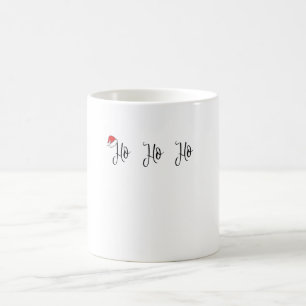 Mug Ho Ho Ho portant un chapeau de santa rouge