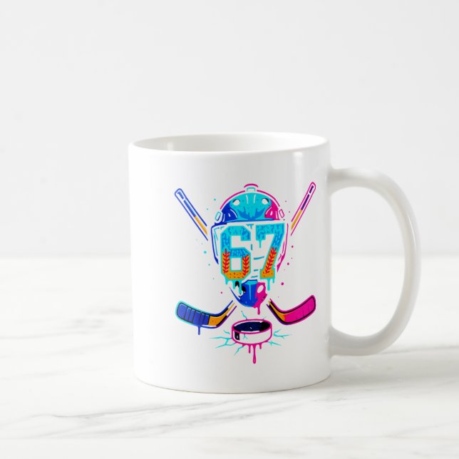 Mug Hockey Ice Cream Drip Number 67 Player 67th Birthd (Droite)