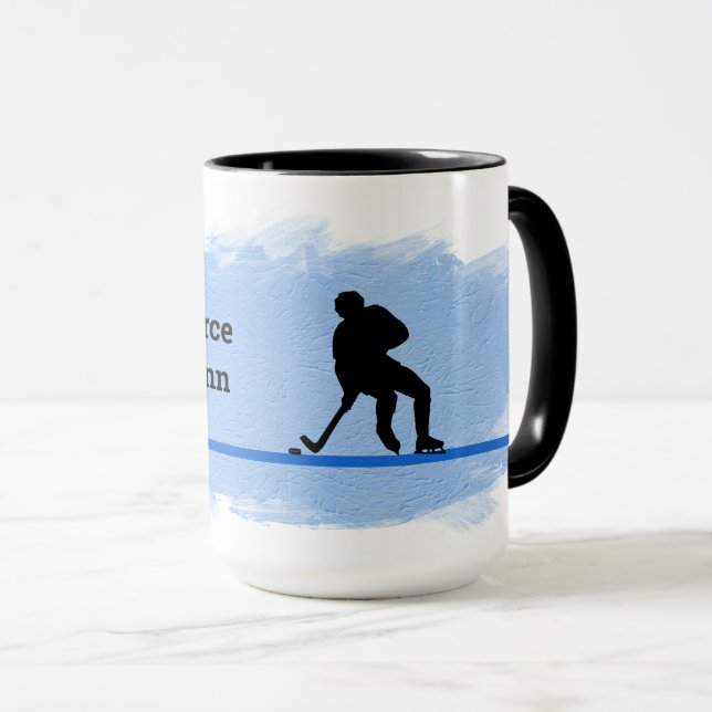 Mug Hockey - Player Silhouette and Puck Personalize (Devant droit)