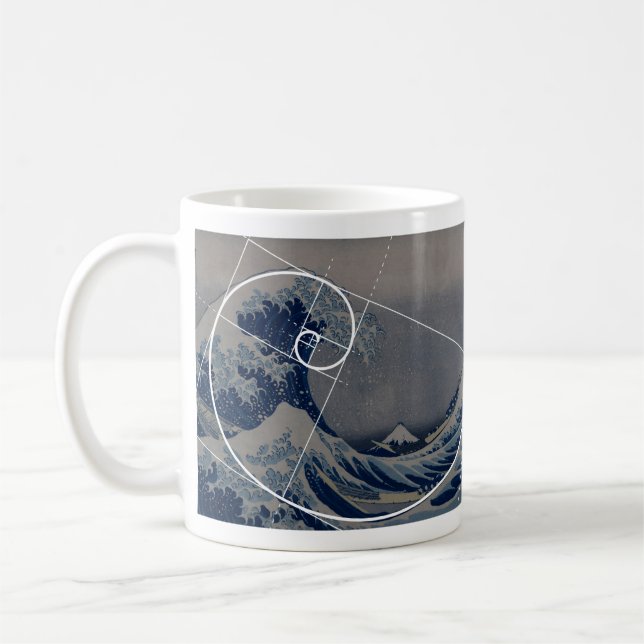 Mug Hokusai rencontre Fibonacci, rapport d'or (Gauche)