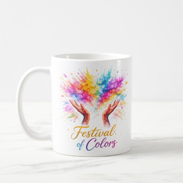 Mug Holi Festival Hands Throwing (Gauche)