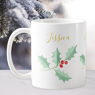 Mug Holly Aquarelle Personnalisé