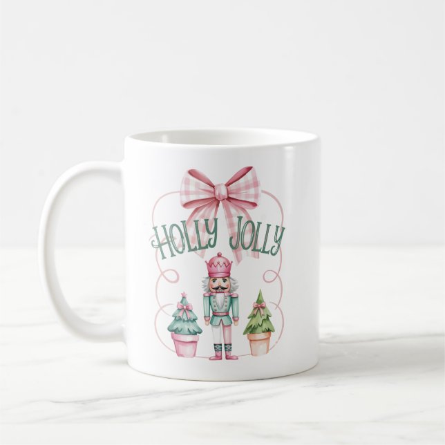 Mug Holly Jolly Noël Nutcracker Coquette Preppy (Gauche)