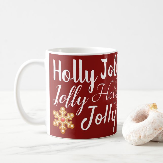 Mug Holly Jolly Script & Gingerbread Cookies Noël (Avec donut)