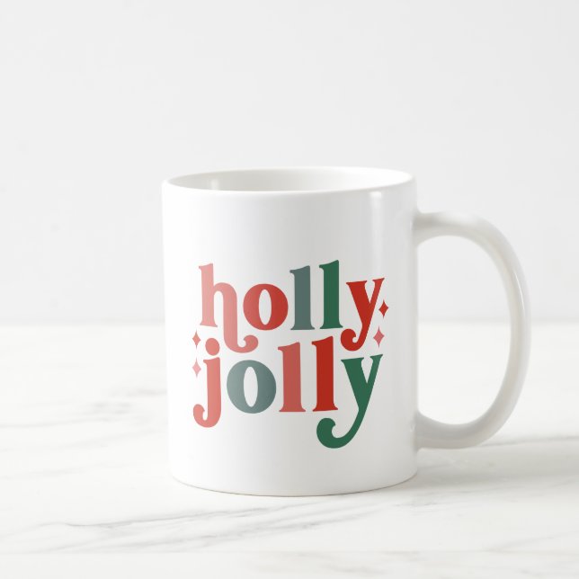 Mug Holly Jolly - Typographie des Fêtes Rétro (Droite)