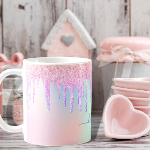 Mug Holographique licorne parties scintillant gouttes