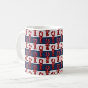 Mug Homards nautiques sur bandes bleu et gris de la Ma