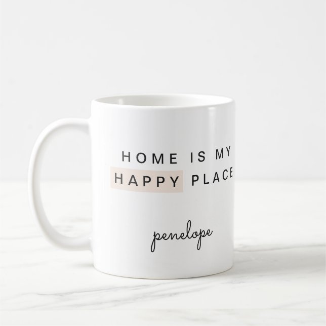 Mug Home is My Happy Place with Name (Gauche)
