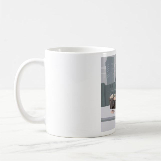 Mug Homeless Man Holding Help Sign Urban Poverty (Gauche)