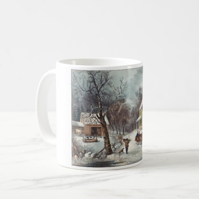 Mug Homestead d'Amérique vintage hiver (Devant gauche)