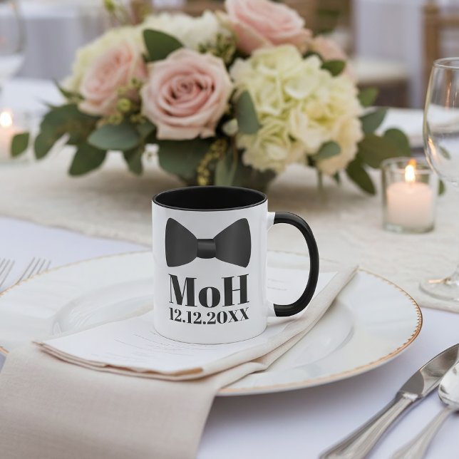 Mug Homme en nœud papillon smoking ou demoiselle d'hon (A bow tie coffee mug for you Man of Honor, Maid of Honor or any member of your bridal party)