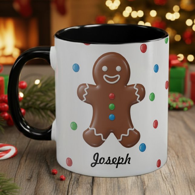 Mug Homme en pain d'épices Noël pois festif (Gingerbread Man Christmas Polka Dot Holiday Mug
)