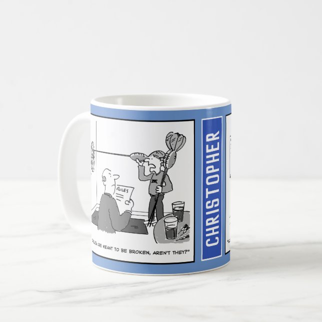 Mug Homme Jouant des fléchettes avec des fléchettes su (Devant gauche)