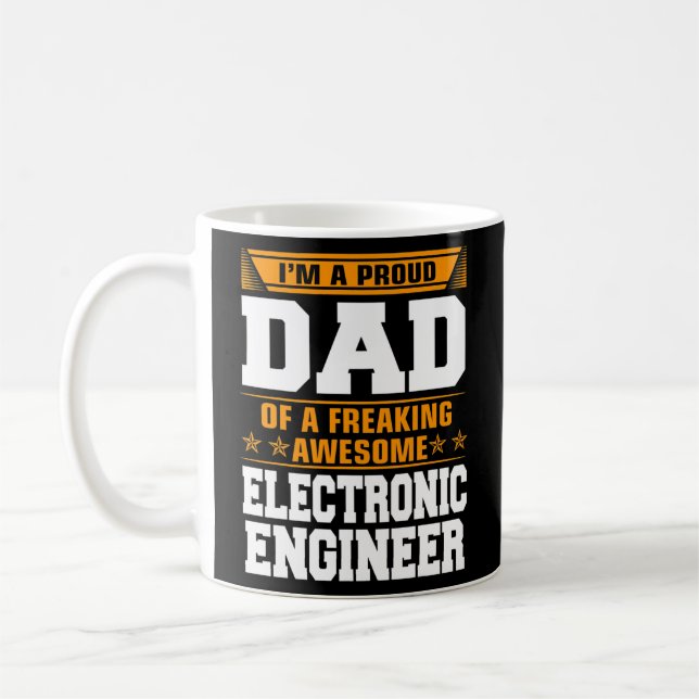 Mug Hommes Fier Papa De L'Ingénieur Électronique Aweso (Gauche)