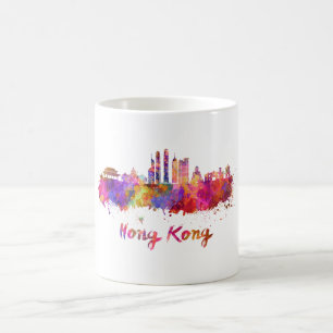 Mug Hong Kong V2 skyline in watercolor