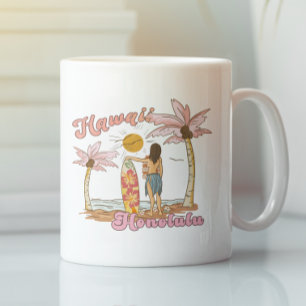 Mug Honolulu Hawaï Rétro Surf Plage Tropicale