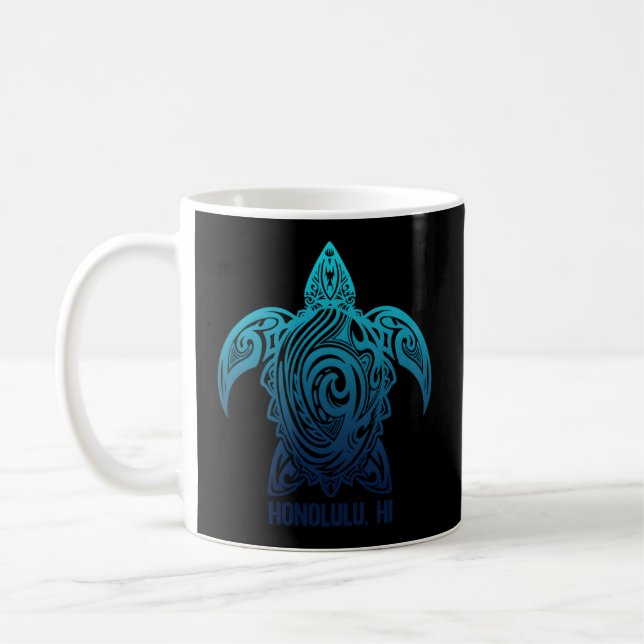 Mug Honolulu Hawaii Tribal Turtle Hawaii Surfer Scub H (Gauche)