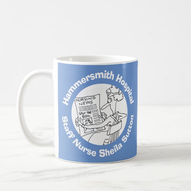 Mug Hôpital, Clinique ou Chirurgie avec le nom de l'in (Gauche)