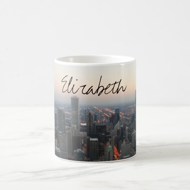 Mug Horizon de Chicago au coucher du soleil avec un (Centre)