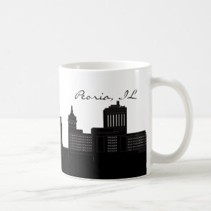 Mug Horizon de Peoria noir et blanc, l'Illinois