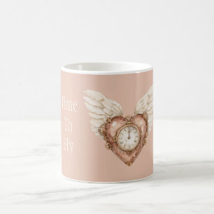 Mug Horloge Cardiaque Ailes Blanches