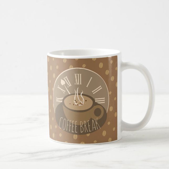 Mug Horloge et haricots de pause café (Droite)
