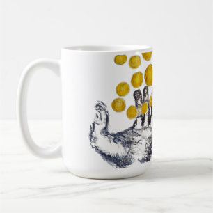Mug Horloge murale Mains tendues avec Globes dorés 