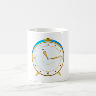 Mug Horloge rétro d'alarme or avec réglage bleu