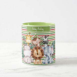 Mug Horloge ronde personnalisée avec animaux de safari