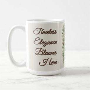 Mug Horloge Vintage Entourée de Roses et de Vignes