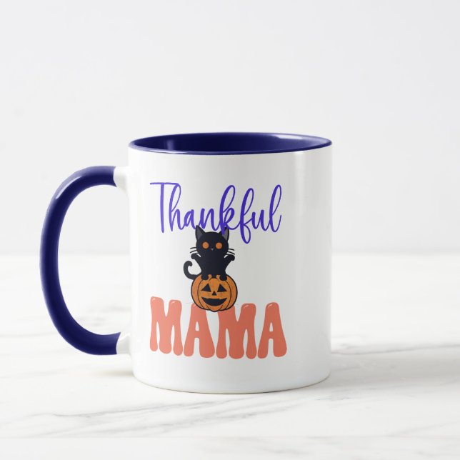 Mug Horreur de chat noir d'Halloween | Chat Citrouille (Gauche)