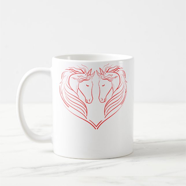Mug Horse Silhouette Horse Love Heart Riding Horse Rid (Gauche)
