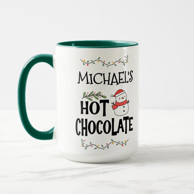 Mug Hot Chocolate Christmas Snowman & Custom Name (Gauche)