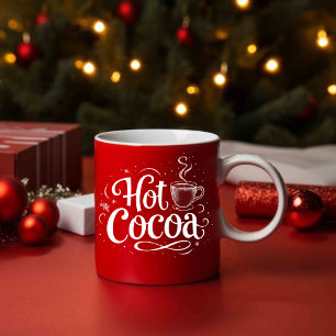 Mug Hot Cocaca Elegant White Script Noël Festif