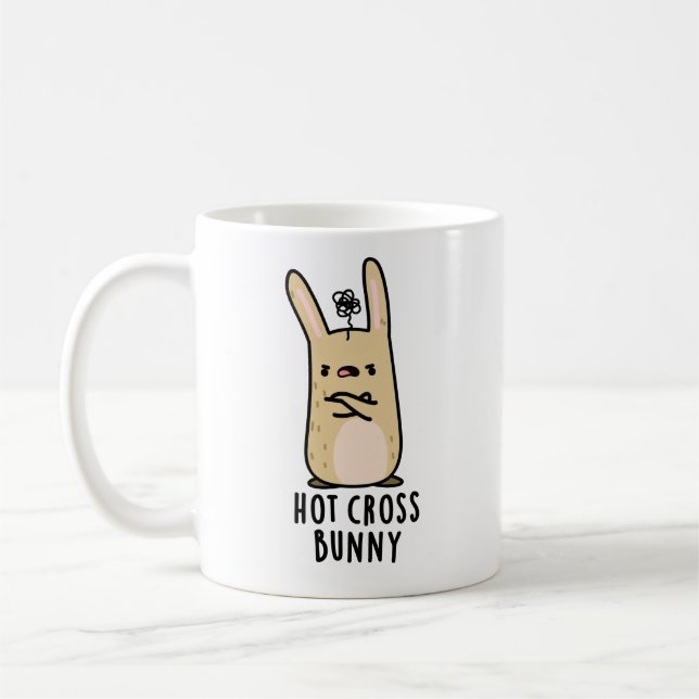 Mug Hot Cross Bunny Funny Angry Rabbit Pun (Gauche)