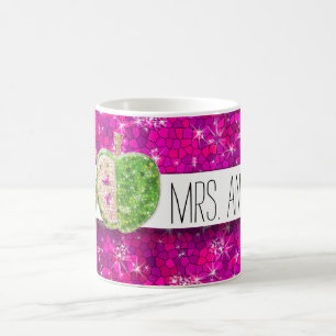 Mug Hot rose Neon Green Enseignants Apple Nom de la cl