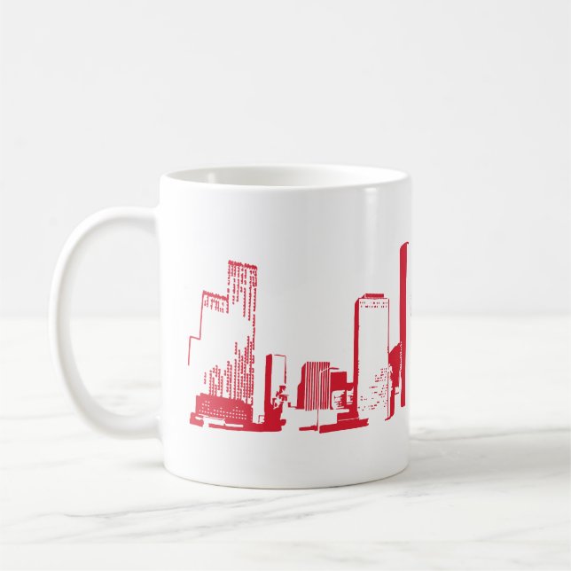 Mug Houston, Texas Skyline, Rouge - Line Art (Gauche)