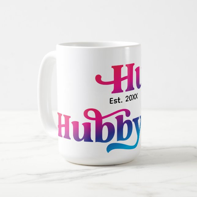 Mug Hubby Couple Mariage Anniversaire personnalisé col (Devant gauche)