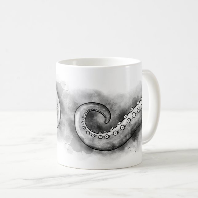 Mug Huile d'aquarelle tentaculaire pieuvre kraken levt (Devant droit)